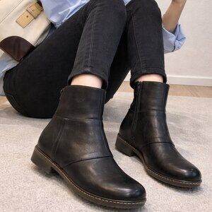 DANSKO Lettie Wedge Bootie In Black Burnished Nubuck Leather